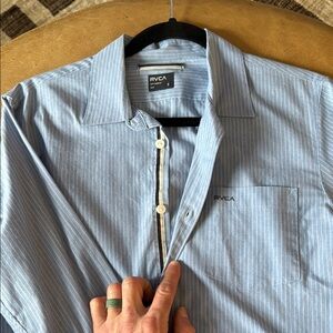 RVCA Men's Blue Striped Shirt